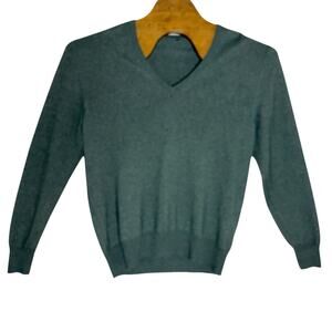 Loro Piana Cashmere Silk Sweater Mens Size 56 ITA 2XL Green V-Neck Made in Italy